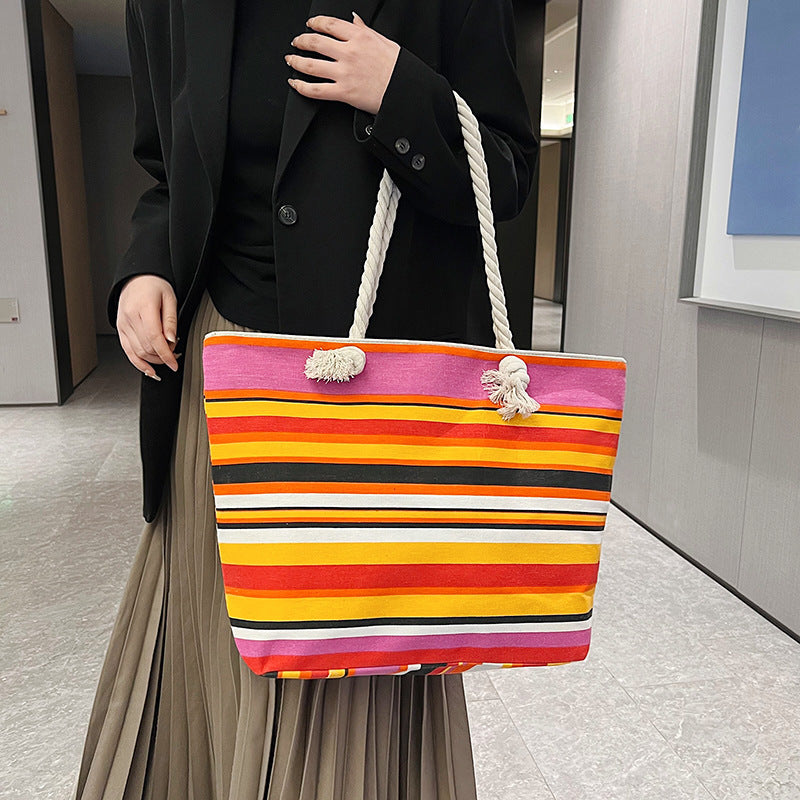 Wholesale Striped Canvas Tote Bag